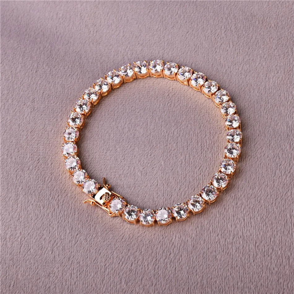 Moonegg choice Bubble Letter 4mm Mens AAA Cubic Zirconia Tennis Bracelet Chain Hip Hop